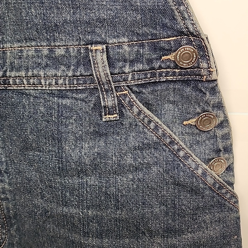 Cotton On Logan Blue Denim Overall Dress w/Front Slit Sz 12US Country Minimalist - Picture 5 of 13